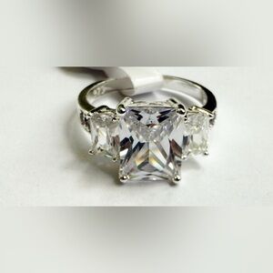 Diamond 925 Silver Stamped Engagement Ring Size 7